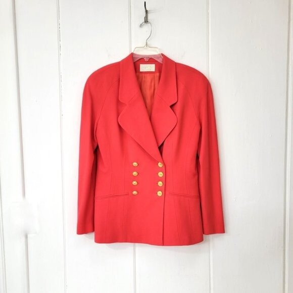 Cache Jackets & Blazers - Cache Vintage Double Breasted Blazer Bright Coral Women's Size 14